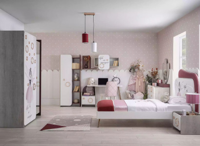 Luxury children's room set bed wardrobe shelf children's furniture girls 8-piece
